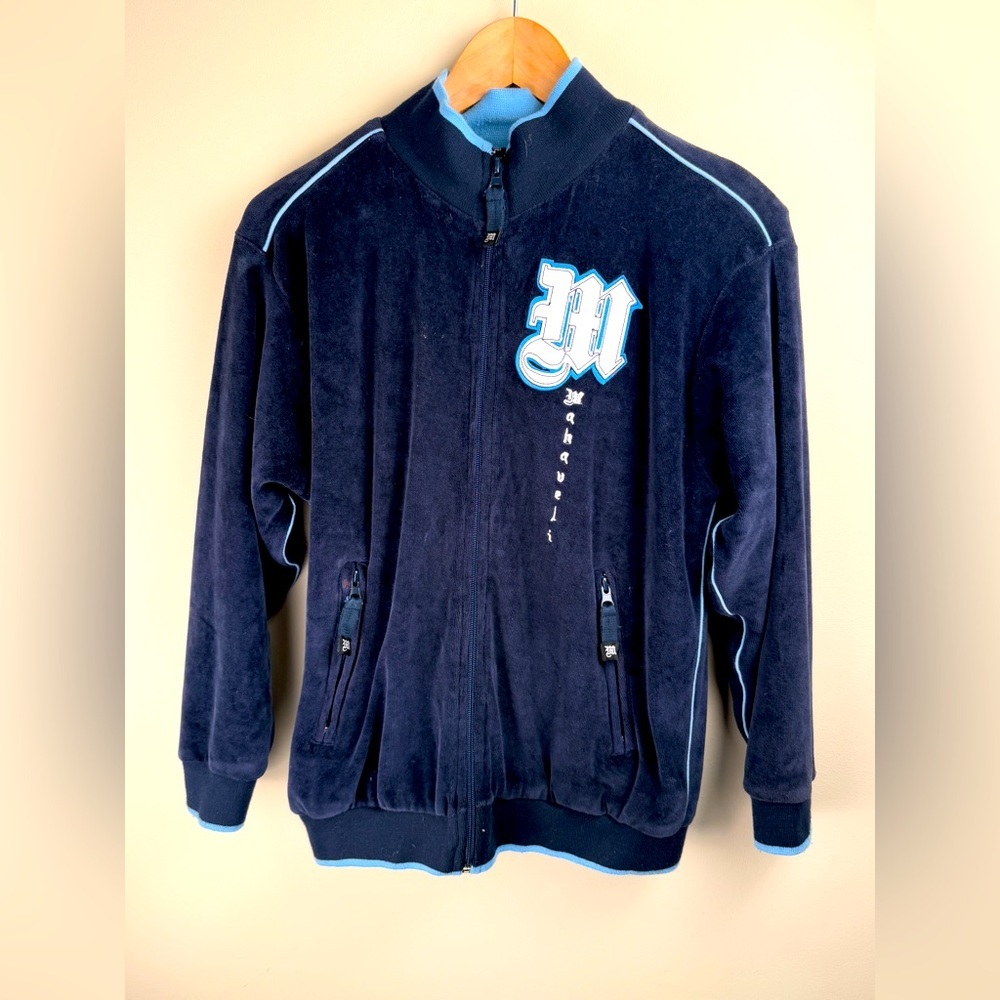 Tupac Malachi Rare‎ Zip Up Velour Style Sweater S Y2K VTG Blue